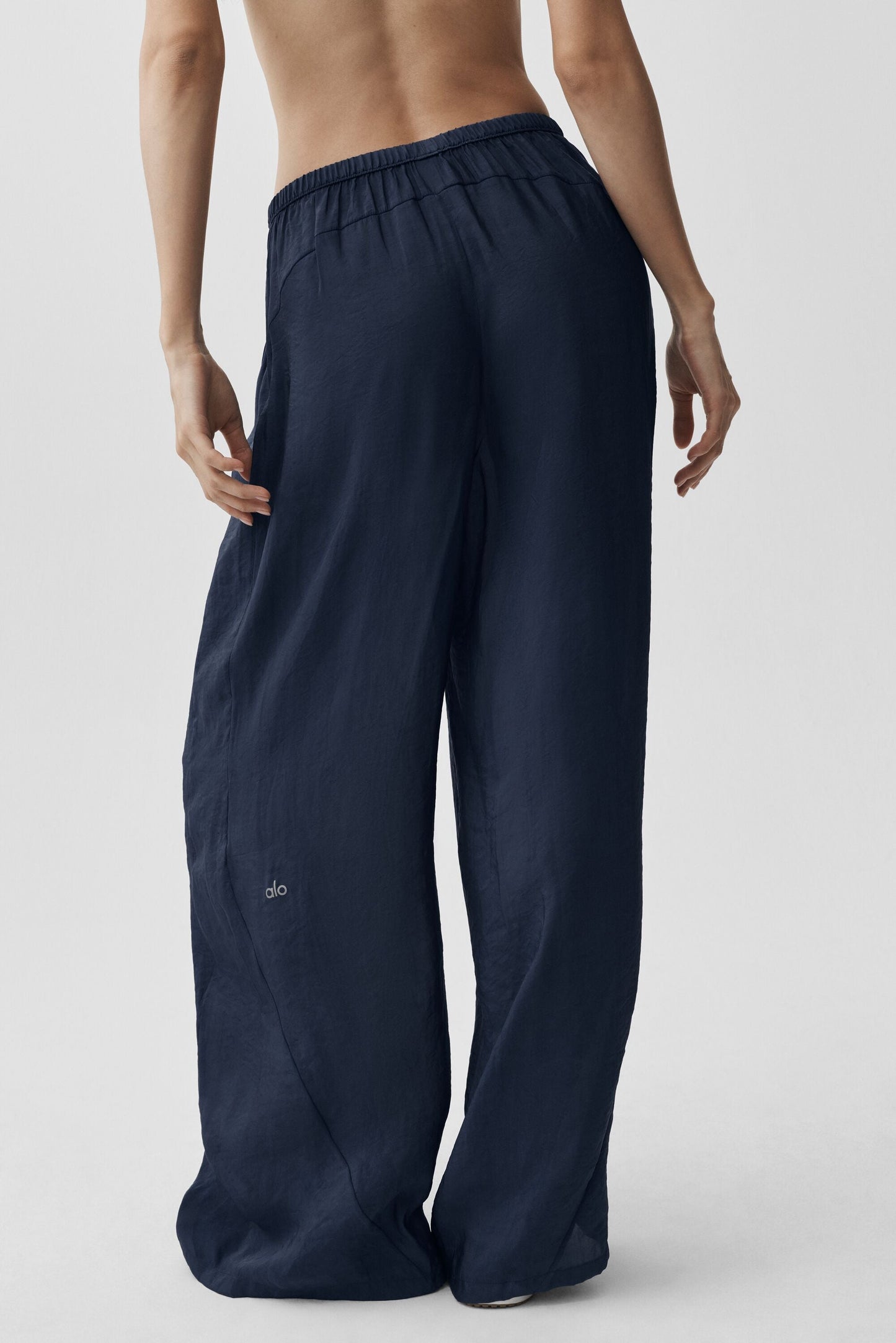 Semi-Sheer Golden Hour High-Waist Straight Leg Pant - Navy