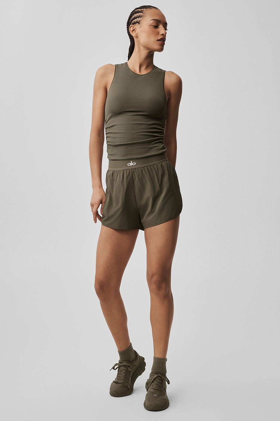 Ribbed En Pointe Tank - Olive Tree