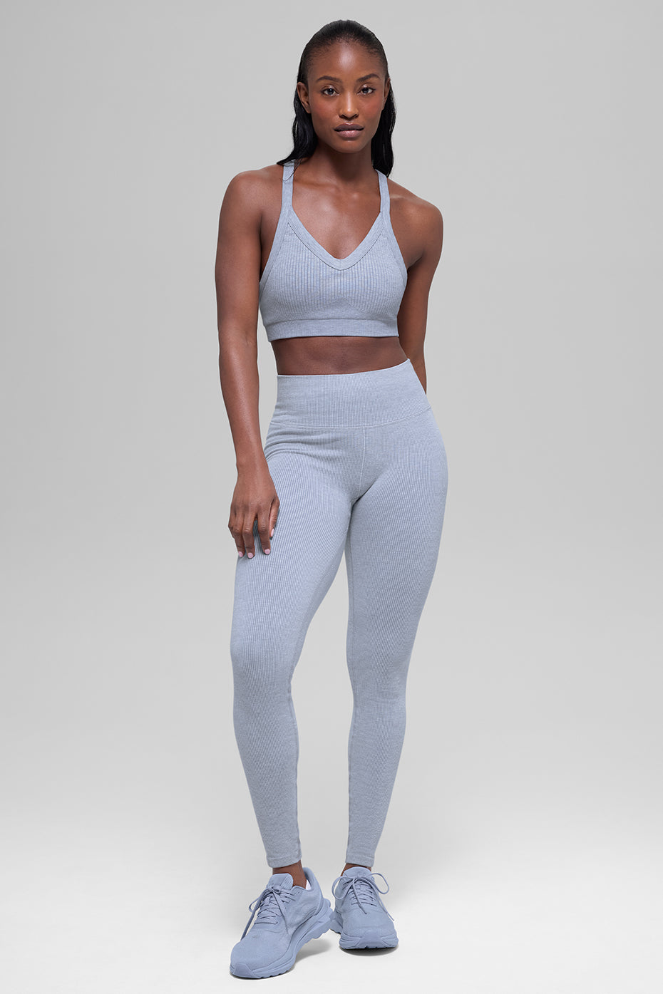 Seamless Two Tone Rib Bra - Winter Frost Heather