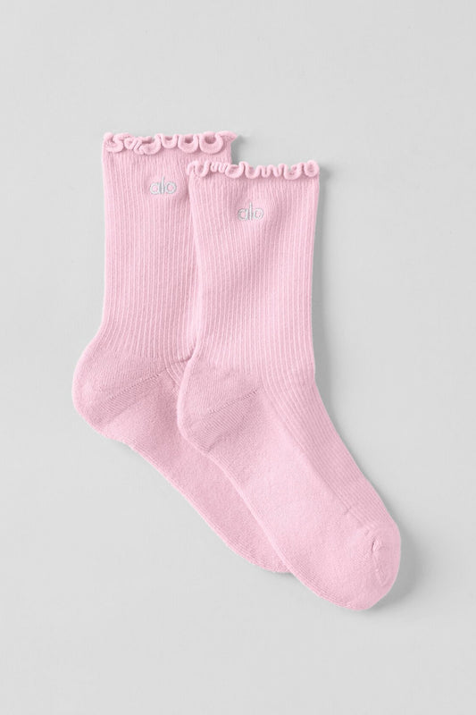 Women's Lettuce Edge Sock - Pink Marshmallow