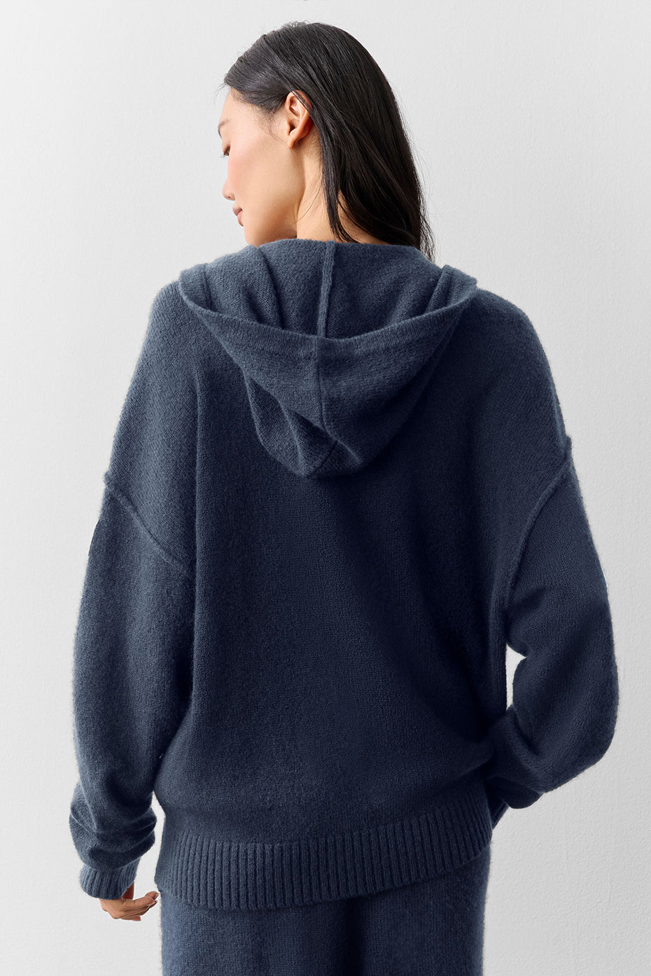 Wool Cashmere New Class Full Zip Hoodie - Navy