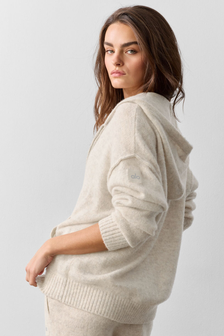 Wool Cashmere New Class Full Zip Hoodie - Oatmeal Heather