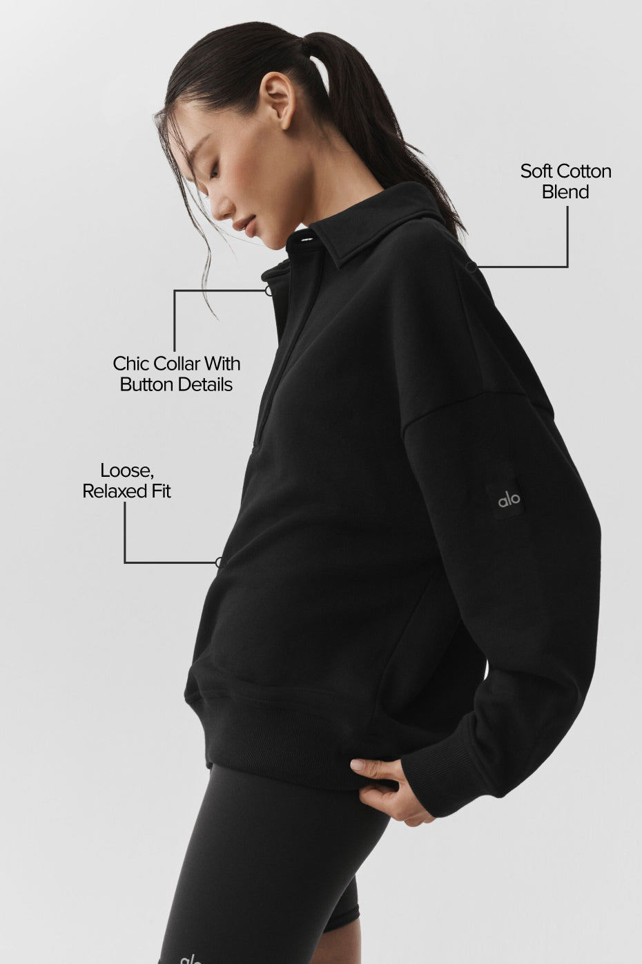 Take It Easy Long Sleeve Henley Pullover - Black