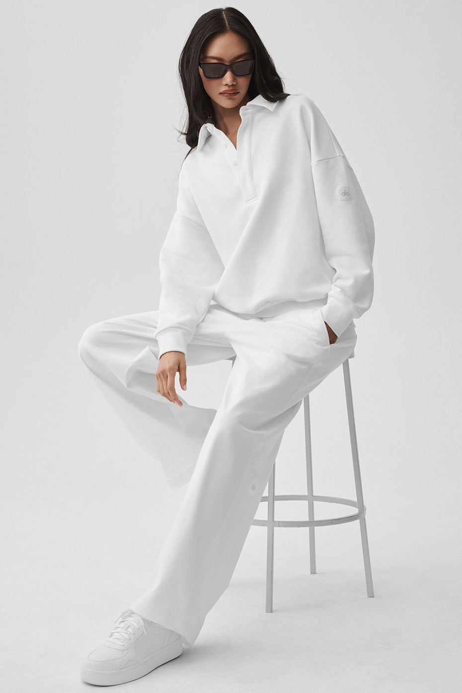Take It Easy Long Sleeve Henley Pullover - White