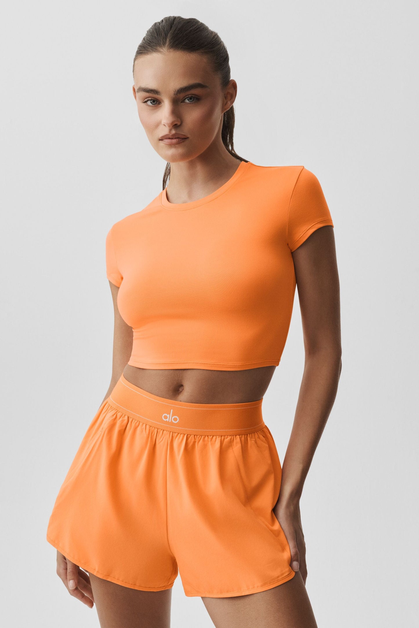 Alosoft Crop Finesse Short Sleeve - Satsuma Breeze