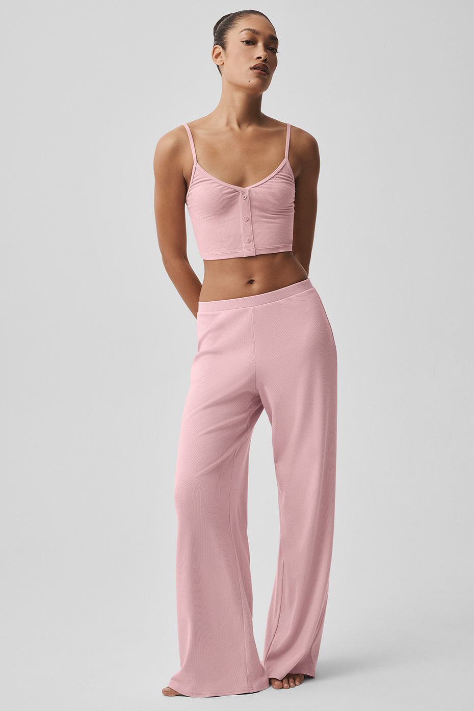 Ribbed Delicate Lounge Tank - Vintage Pink