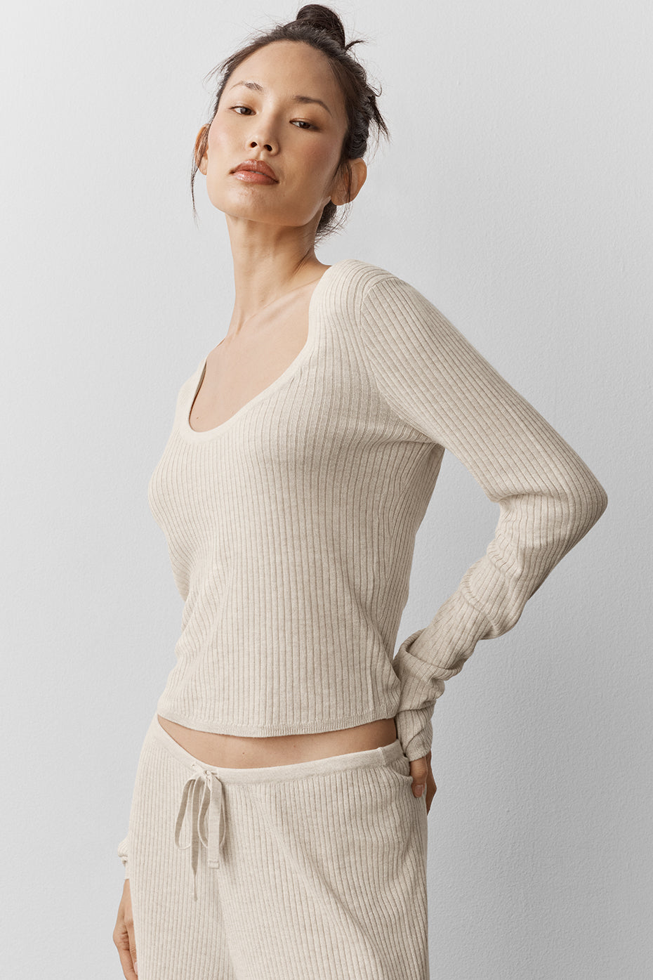 Sweater Knit Unwind Long Sleeve - Oatmeal Heather