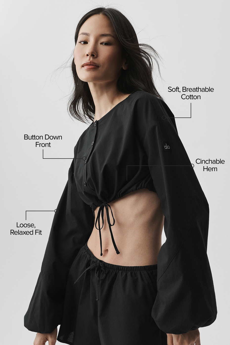 Cotton Cropped Real Deal Long Sleeve - Black