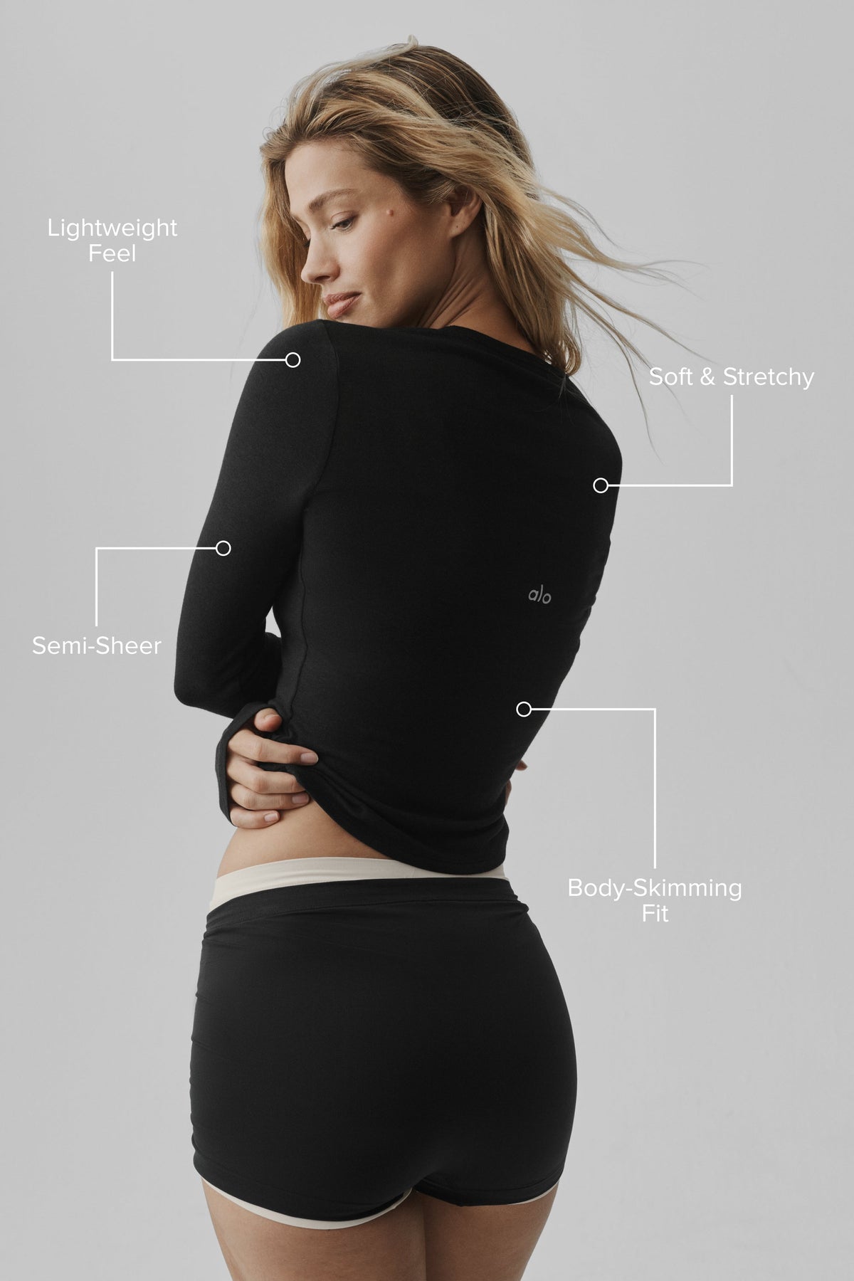 Semi Sheer Oasis Long Sleeve - Black