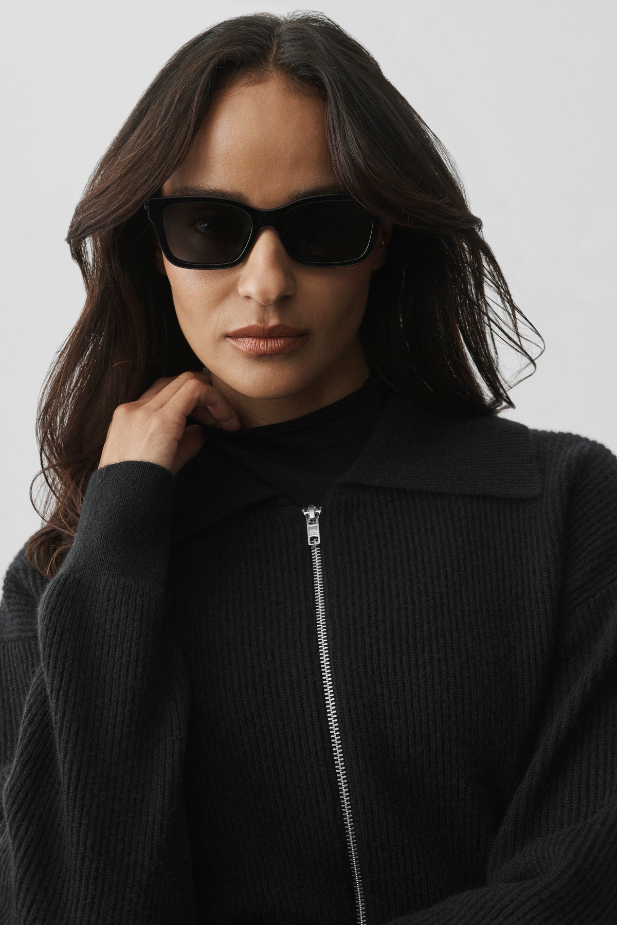 Cashmere Wool Harmony Full Zip Jacket - Black