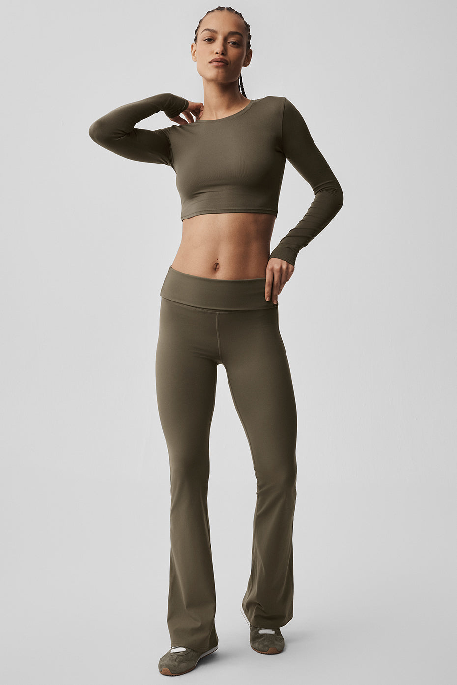 Alosoft Crop Finesse Long Sleeve - Olive Tree