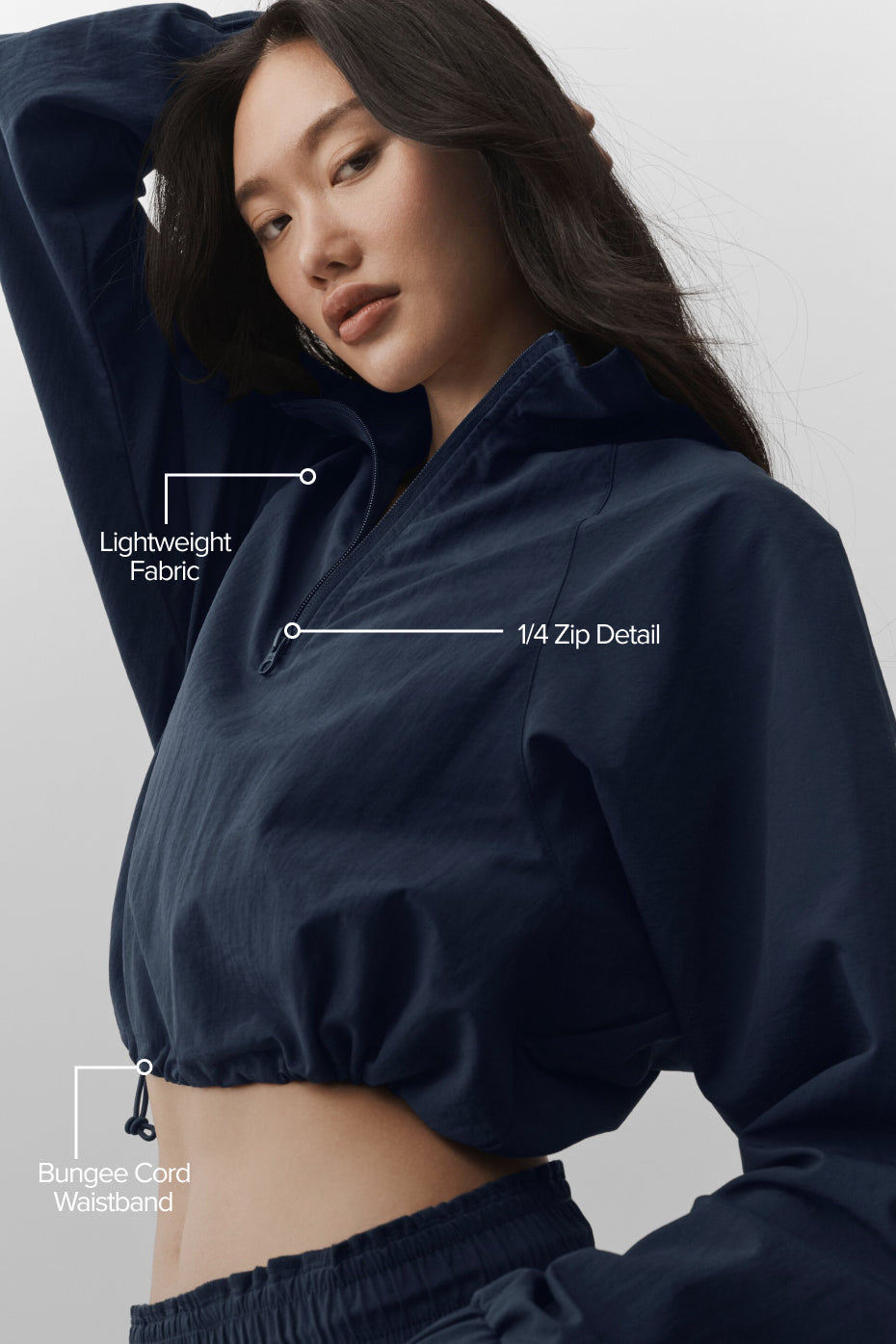 Cropped 1/4 Zip Alumni Pullover - Navy