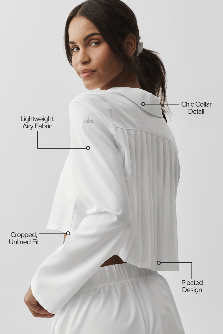 Cropped Unmatched Long Sleeve - White