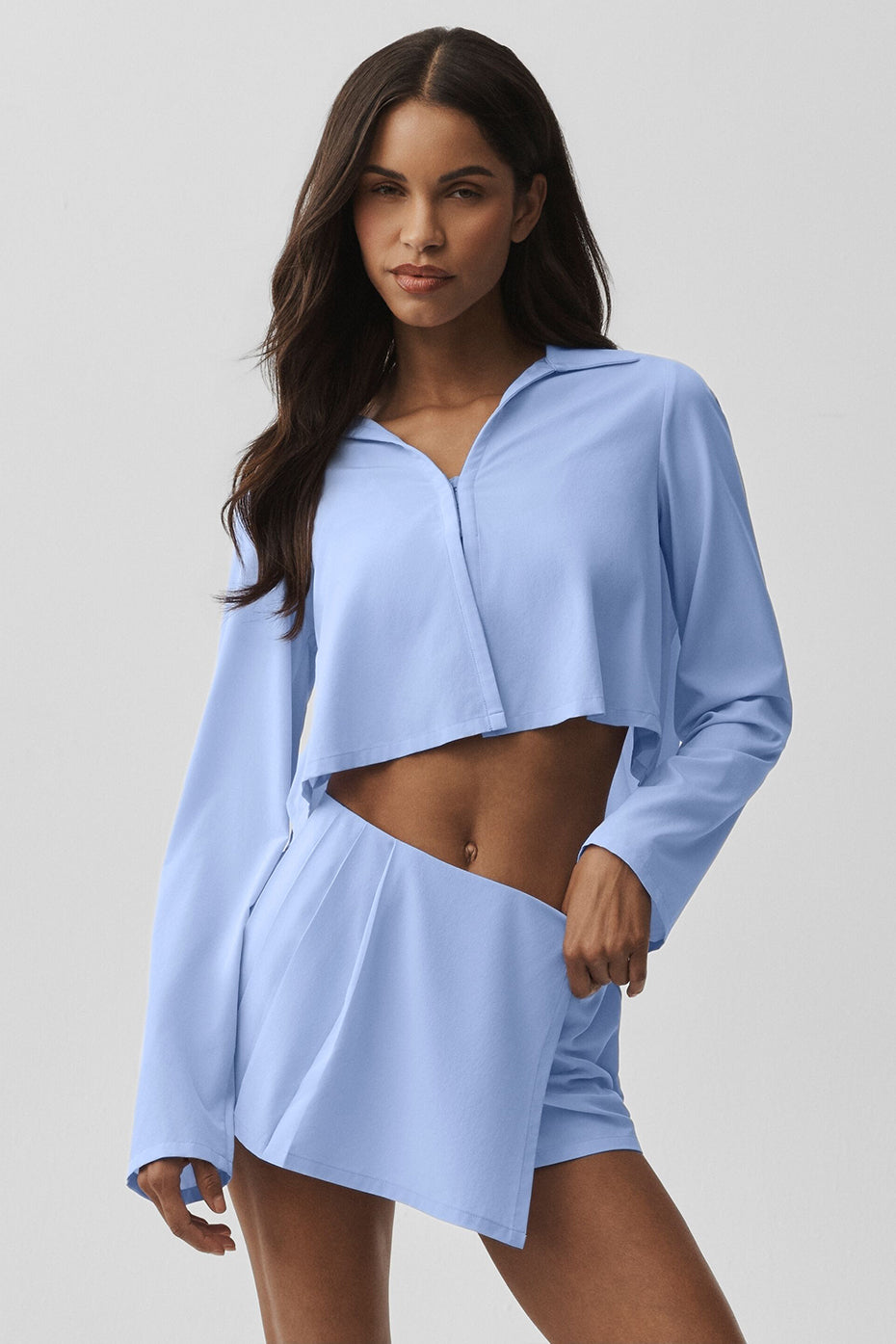 Cropped Unmatched Long Sleeve - Light Provence Blue