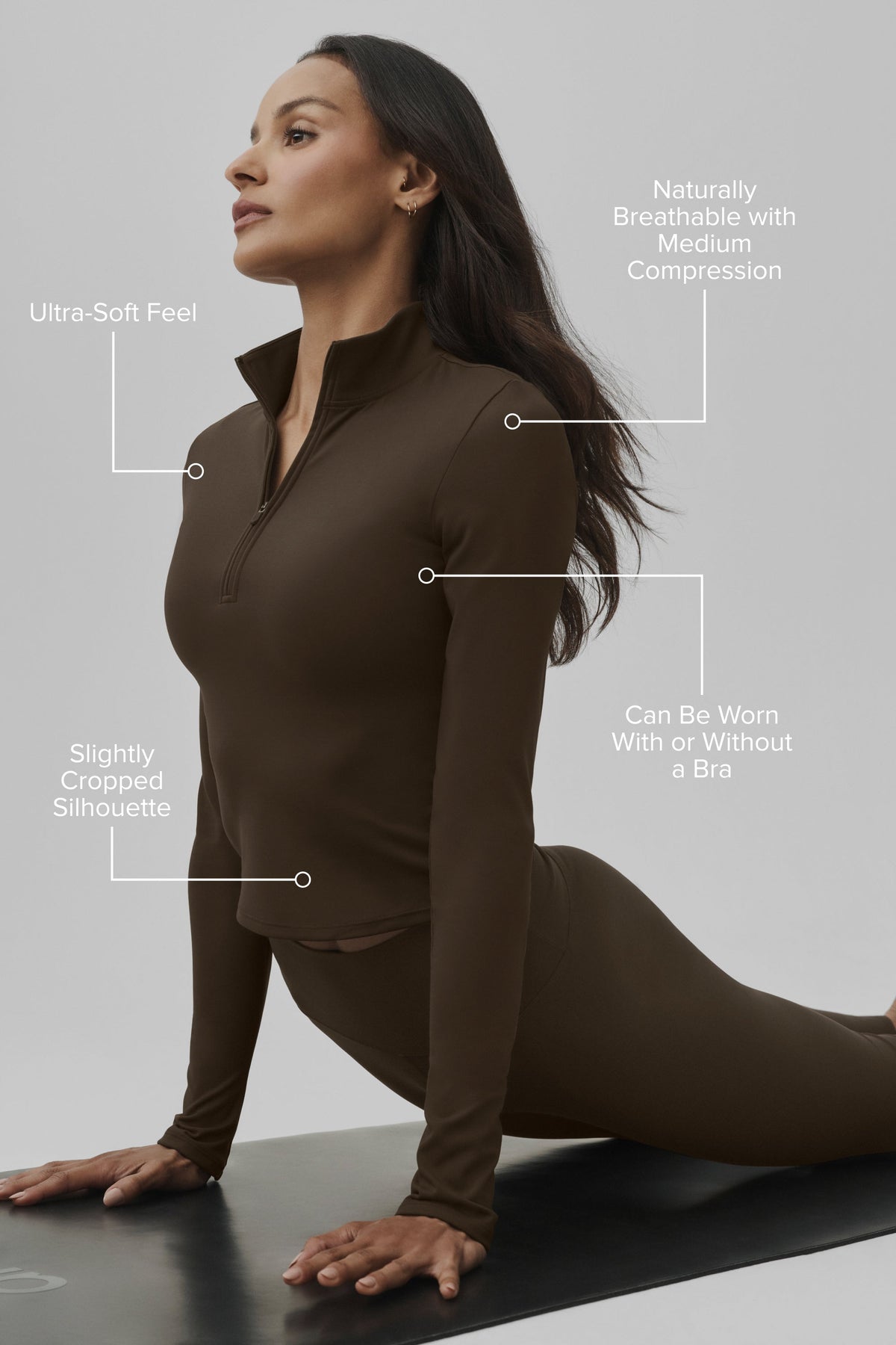 ALO Softsculpt Precision 1/4 Zip Long Sleeve - Espresso