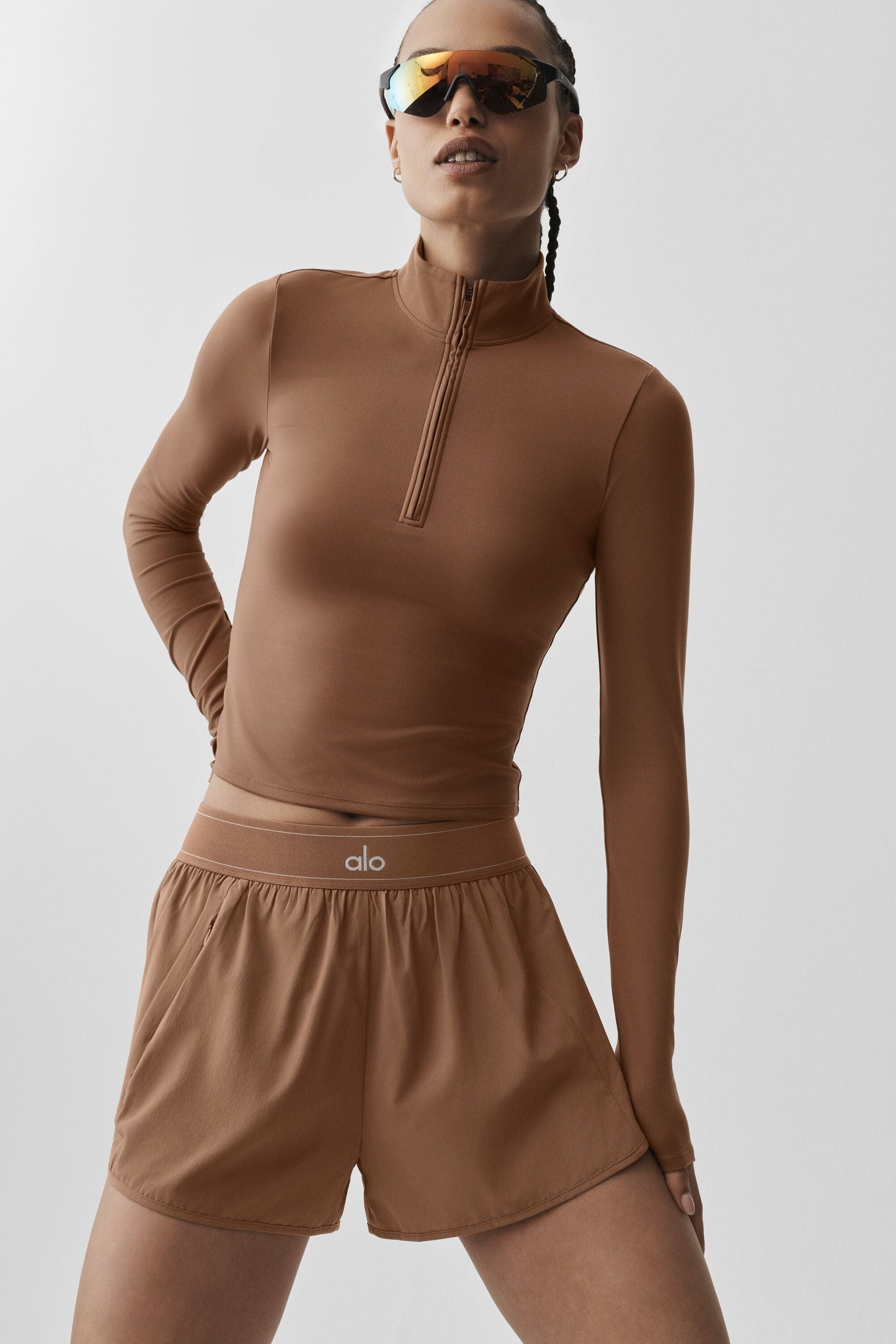 ALO Softsculpt Precision 1/4 Zip Long Sleeve - Sun Kissed Brown
