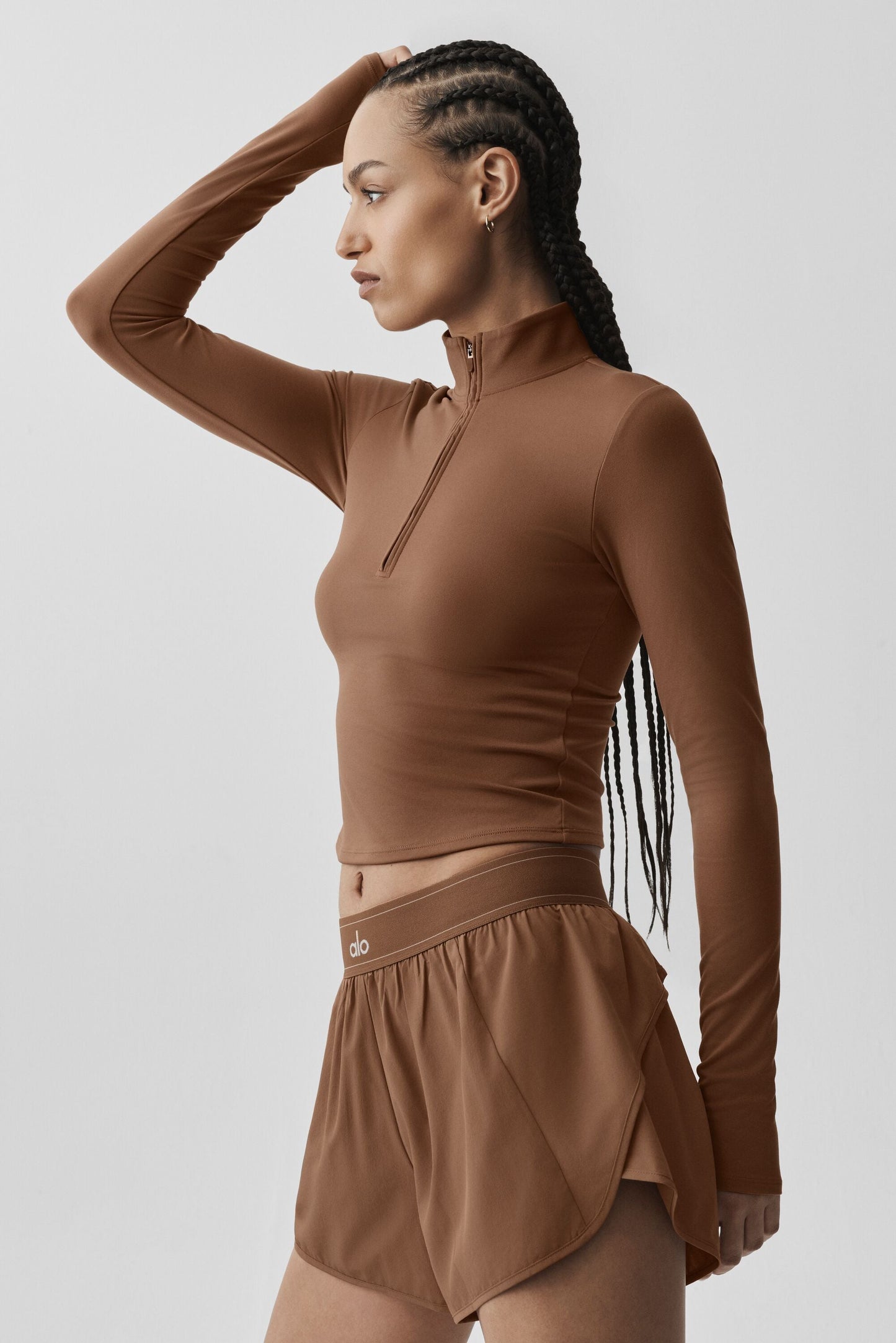 ALO Softsculpt Precision 1/4 Zip Long Sleeve - Sun Kissed Brown