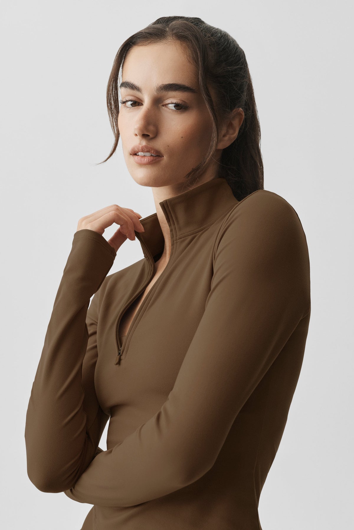 ALO Softsculpt Precision 1/4 Zip Long Sleeve - Java Brown