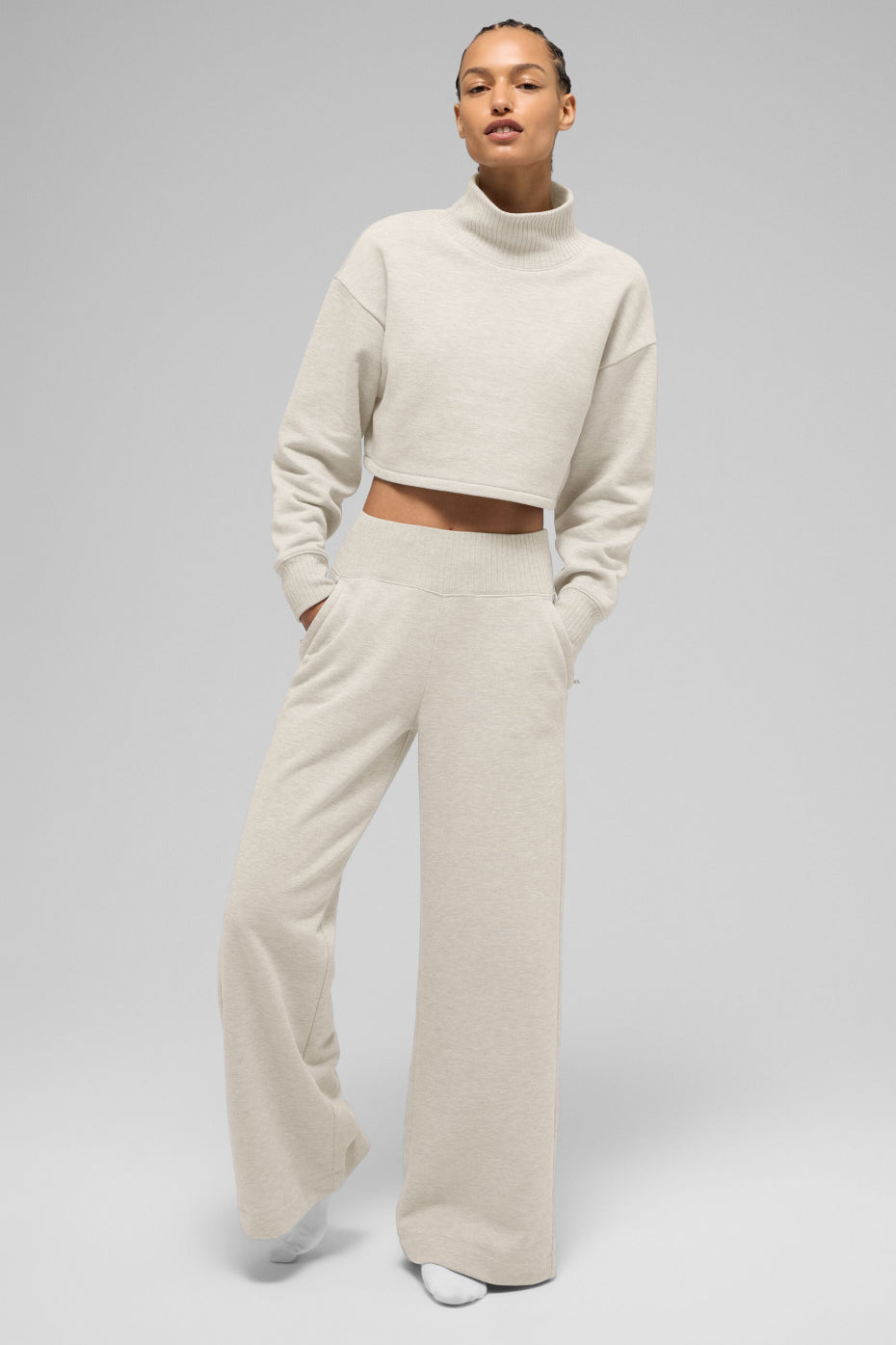 Serenity Wide Leg Sweatpant - Oatmeal Heather
