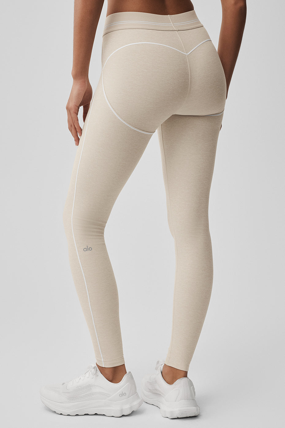 Alosoft High-Waist Heart Throb Legging - Oatmeal Heather/White