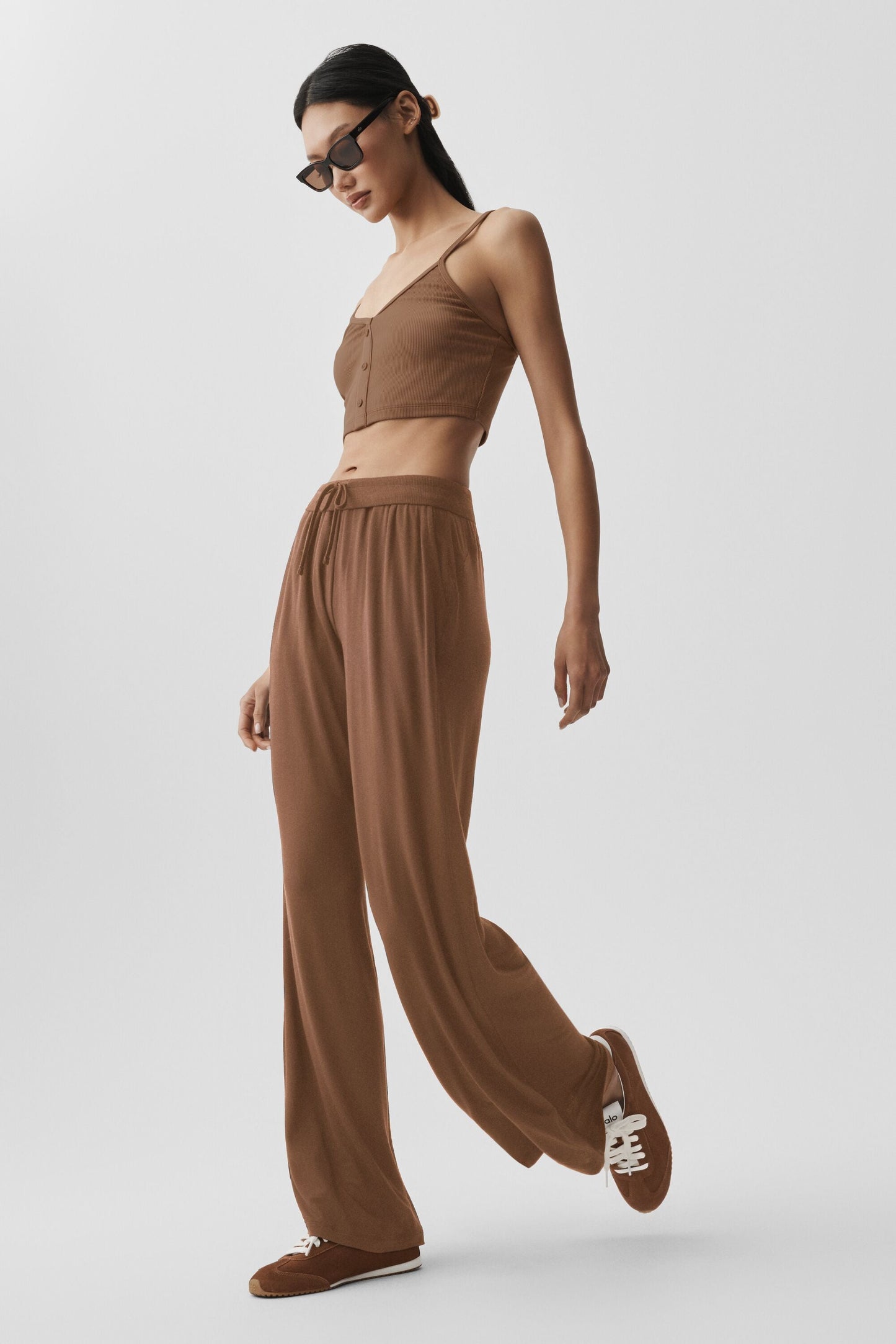 Semi-Sheer Delicate Lounge Flare Pant (Regular) - Sun Kissed Brown