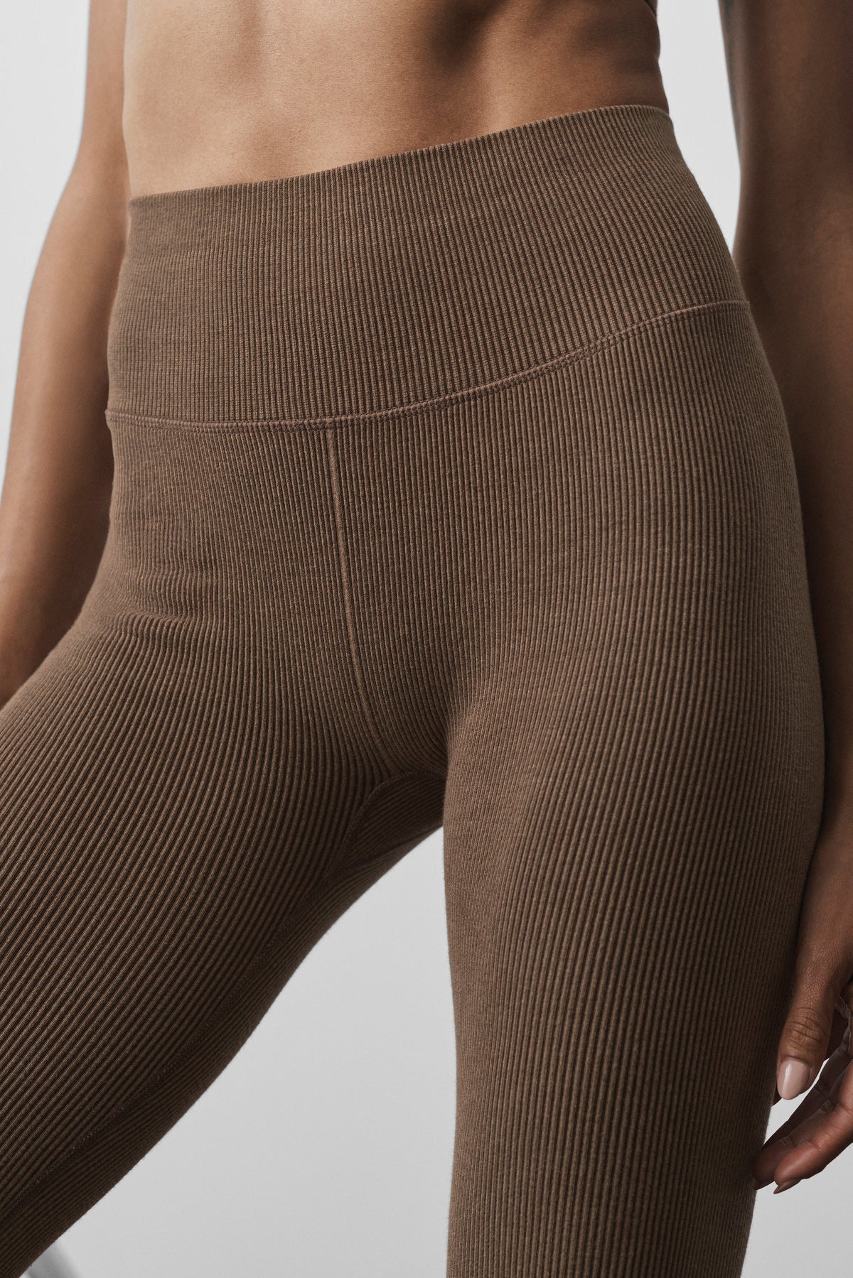 Seamless High-Waist Two Tone Rib Legging - Java Brown
