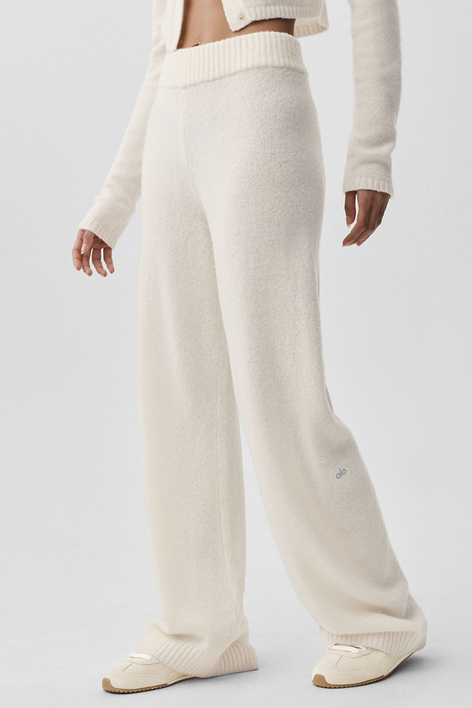 Wool Cashmere High-Waist New Class Wide Leg Pant - Ivory