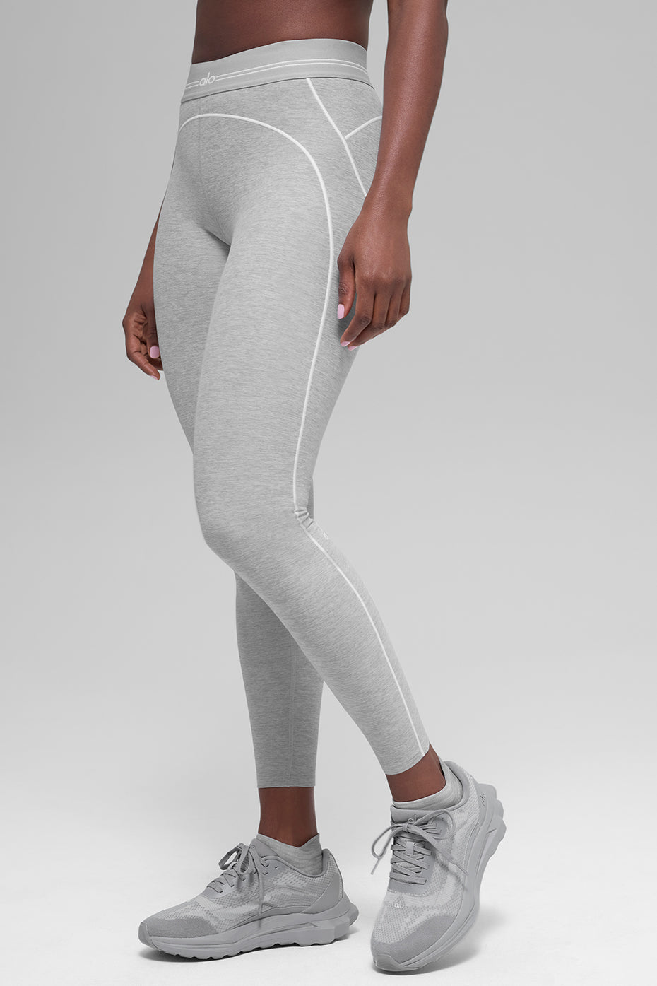 7/8 High-Waist Alosoft Heart Throb Legging - Athletic Heather Grey/White