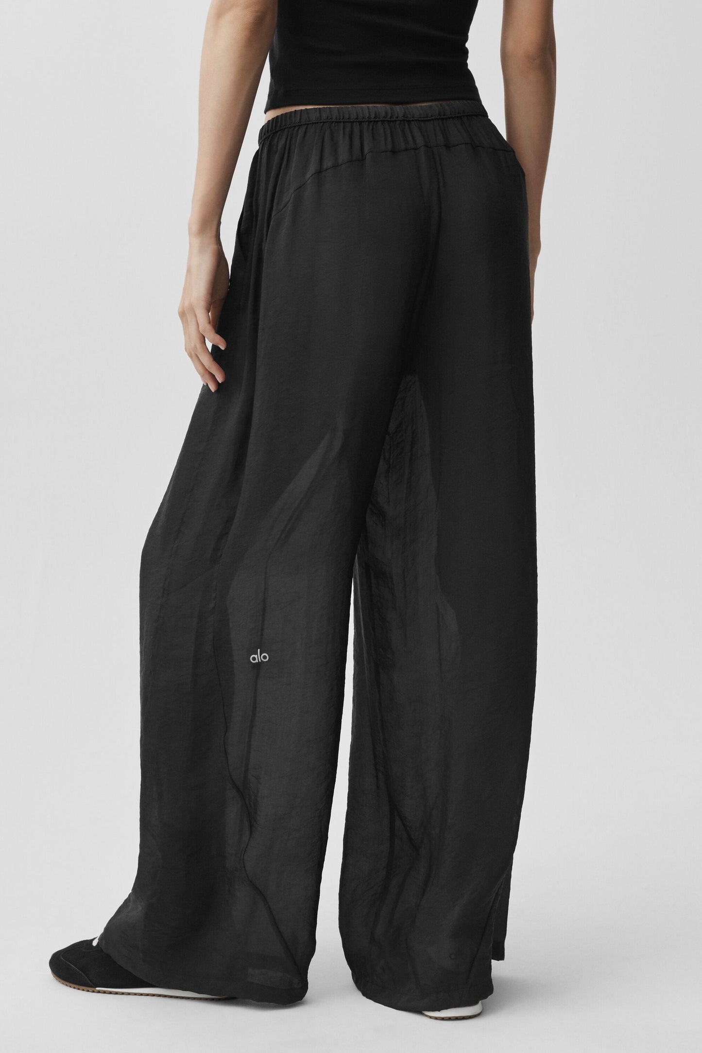 Semi-Sheer Golden Hour High-Waist Straight Leg Pant - Black