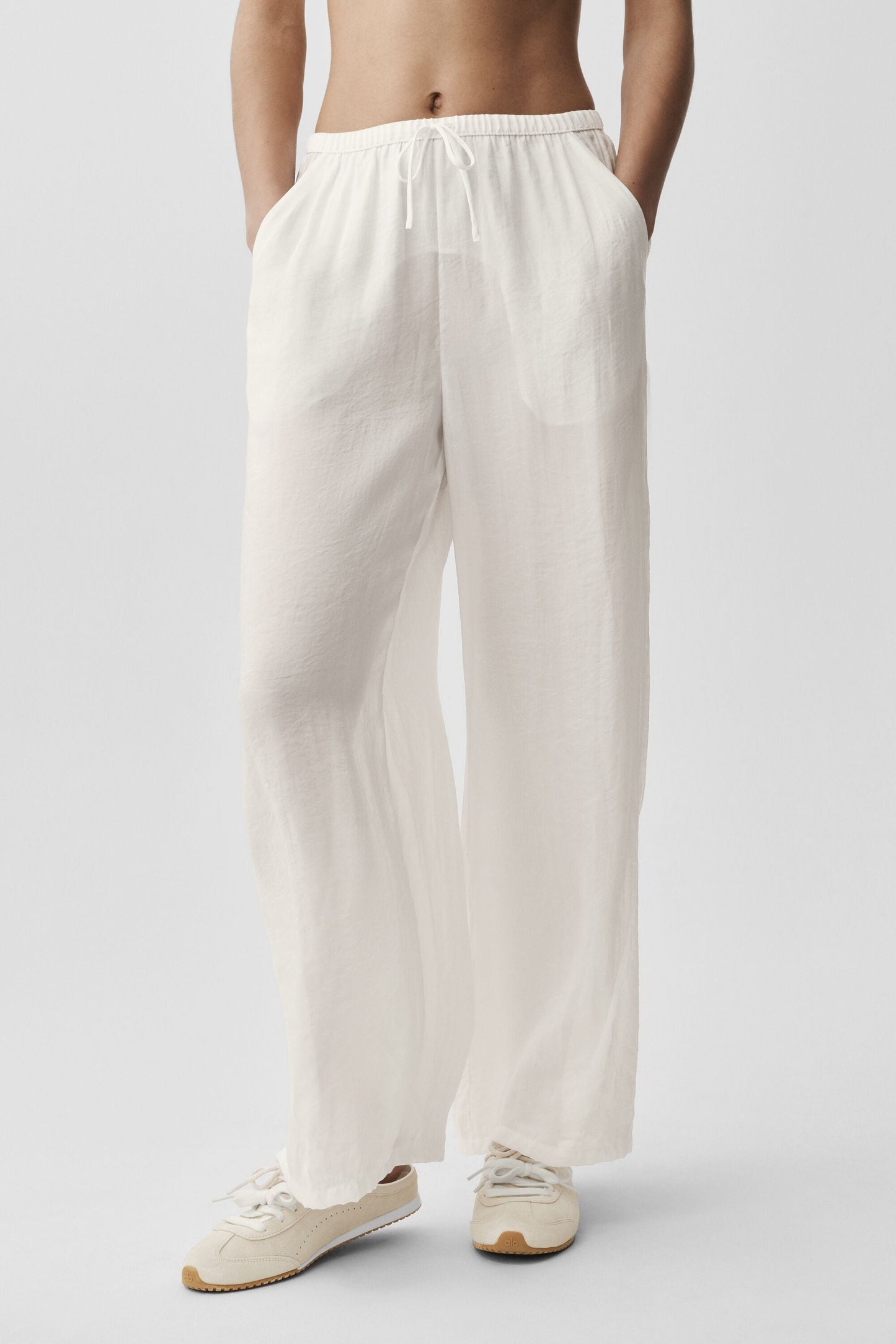 Semi-Sheer Golden Hour High-Waist Straight Leg Pant - Ivory