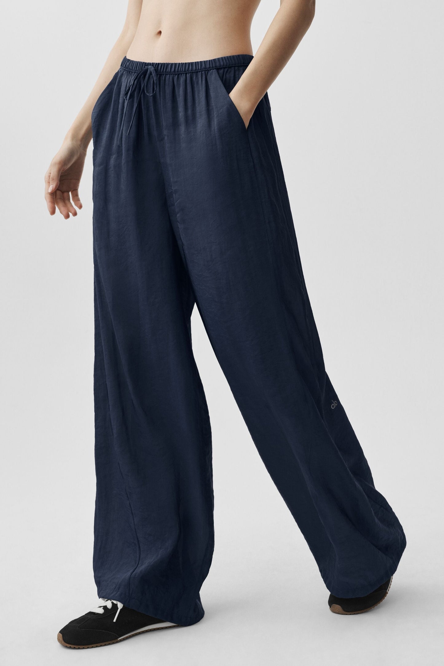 Semi-Sheer Golden Hour High-Waist Straight Leg Pant - Navy