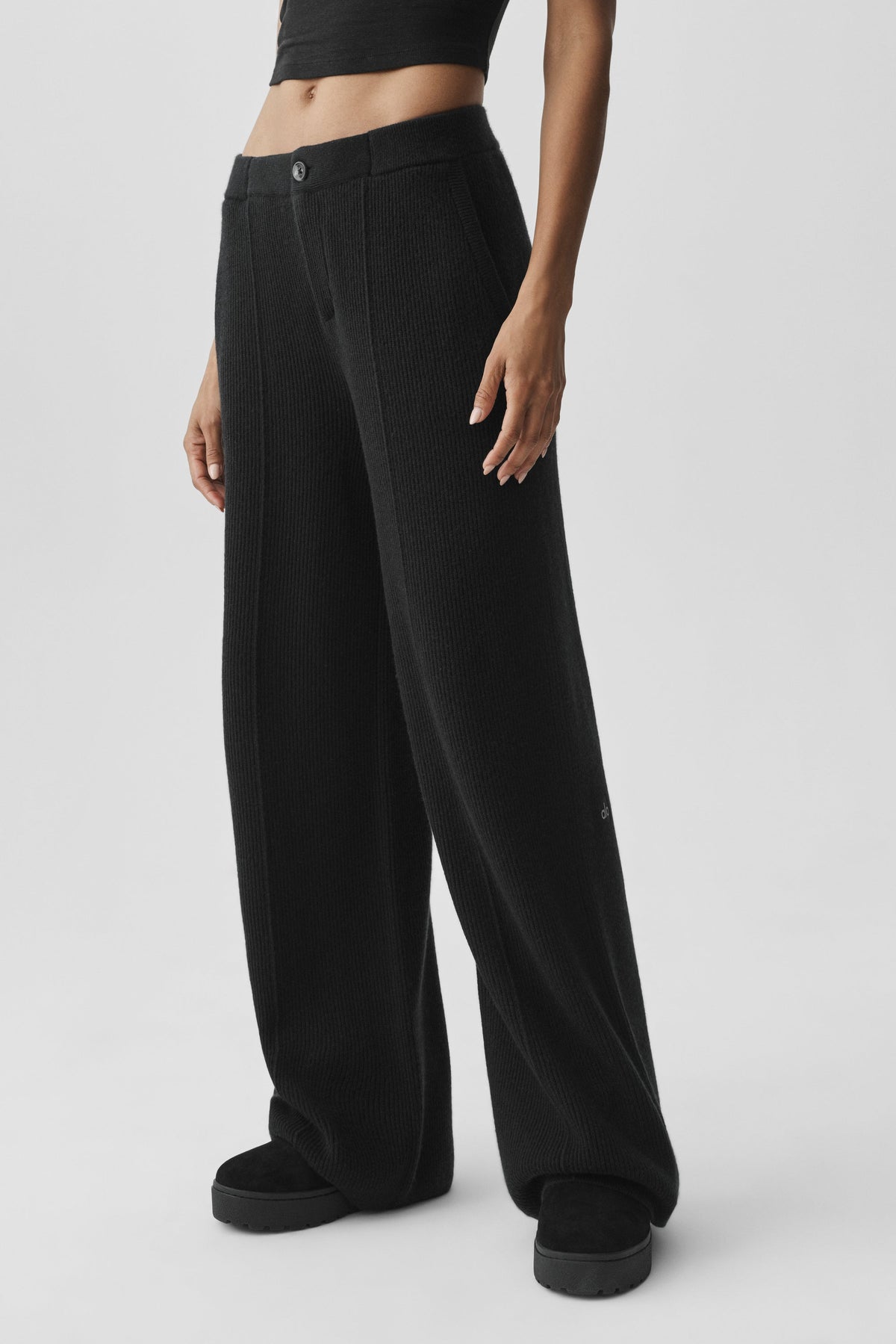 Cashmere Wool Low-Rise Harmony Trouser (Regular) - Black