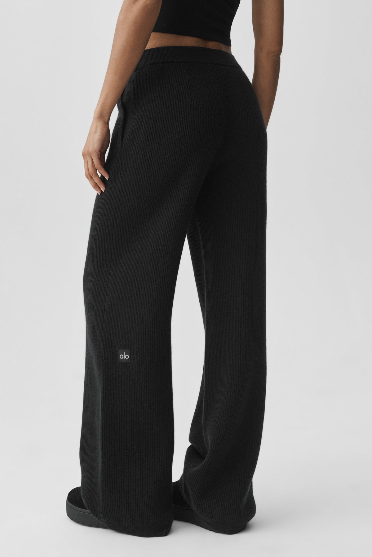Cashmere Wool Low-Rise Harmony Trouser (Long) - Black