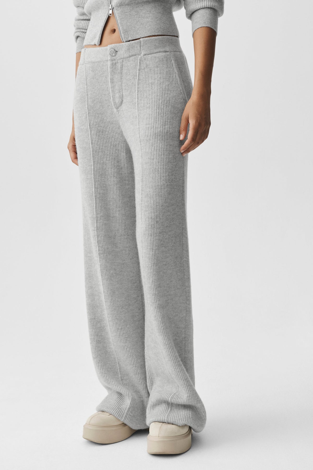Cashmere Wool Low-Rise Harmony Trouser (Long) - Athletic Heather Grey