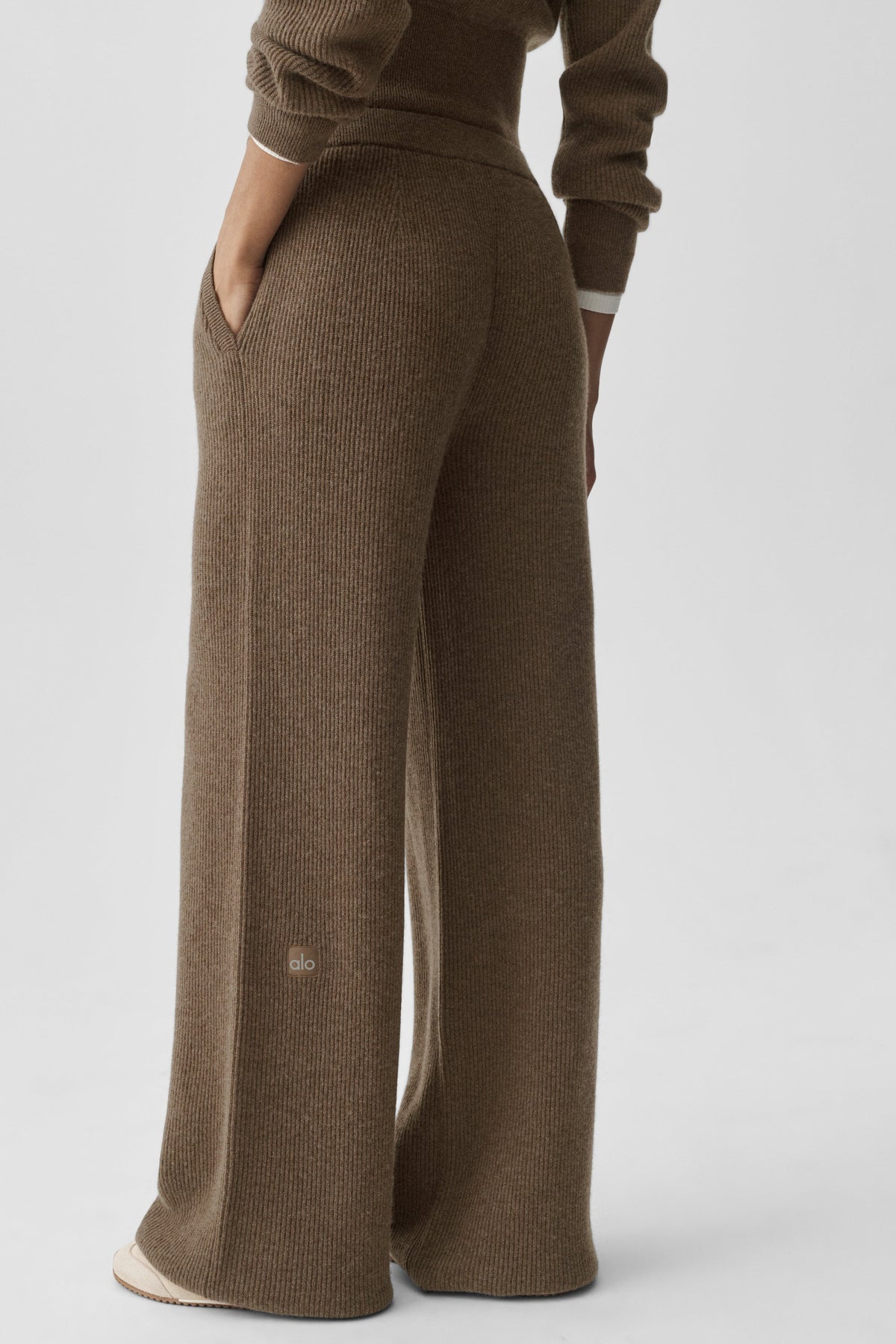 Cashmere Wool Low-Rise Harmony Trouser (Long) - Java Brown Heather