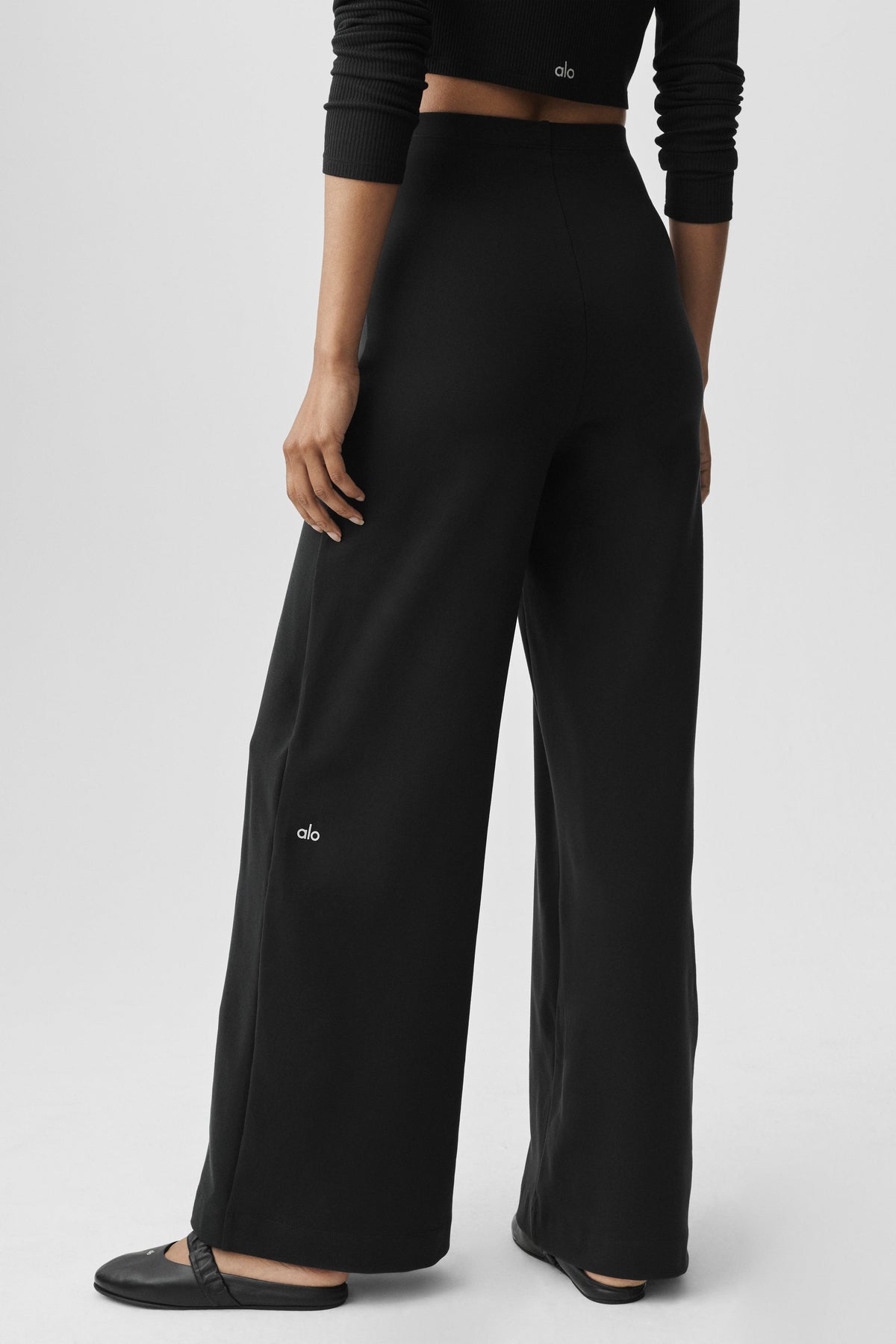 Airbrush High-Waist Wide Leg Pant (Regular) - Black