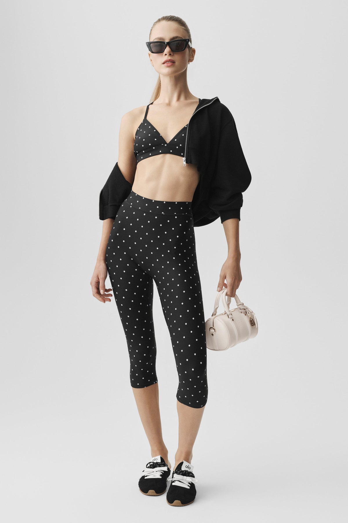 Airlift Polka Dot High-Waist Iconic 90's Capri - Black/White