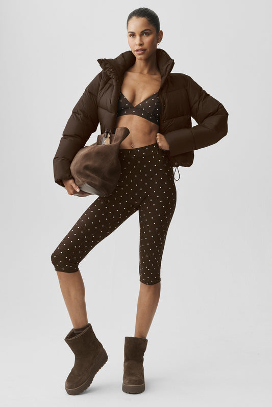 Airlift Polka Dot High-Waist Iconic 90's Capri - Espresso/White