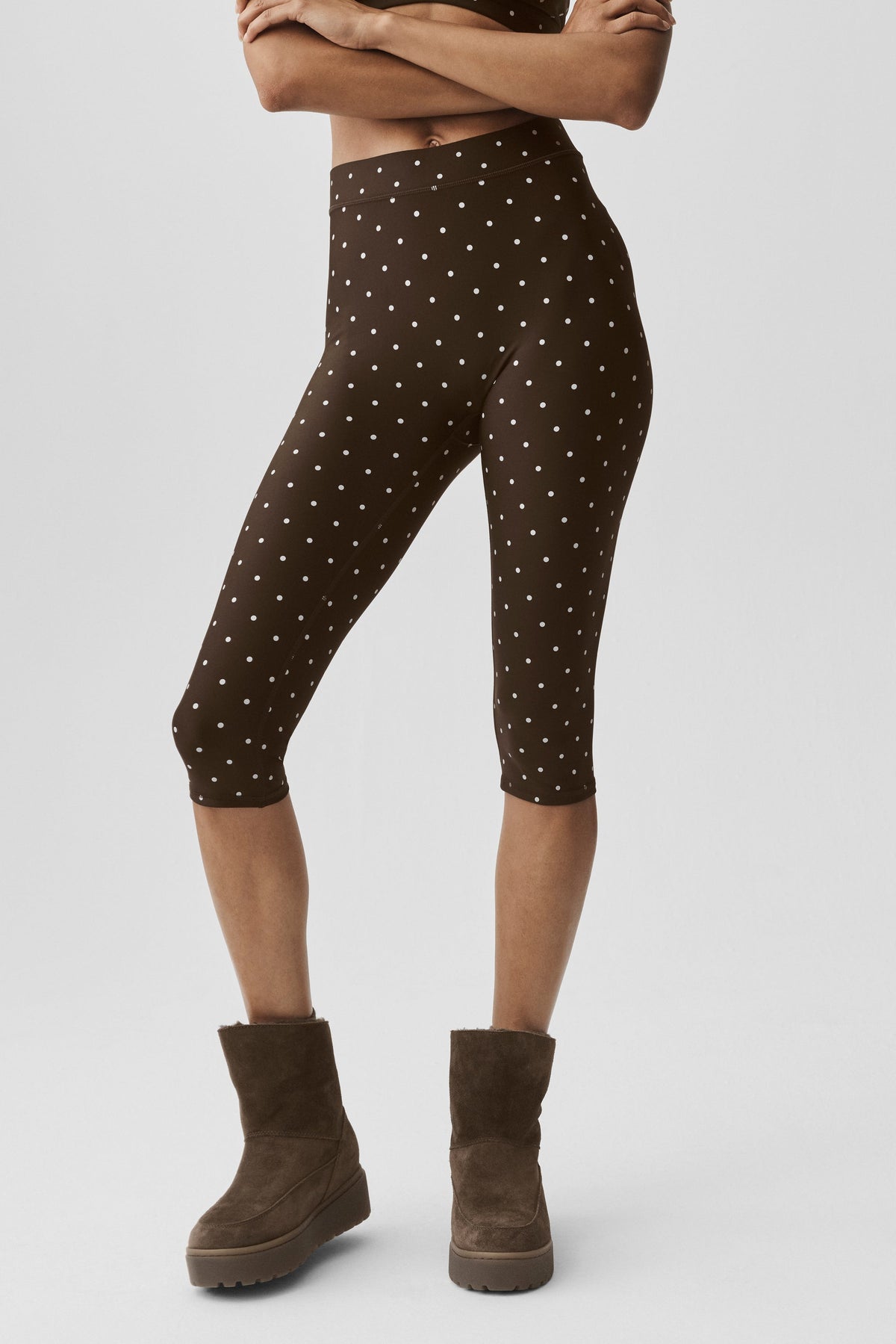 Airlift Polka Dot High-Waist Iconic 90's Capri - Espresso/White