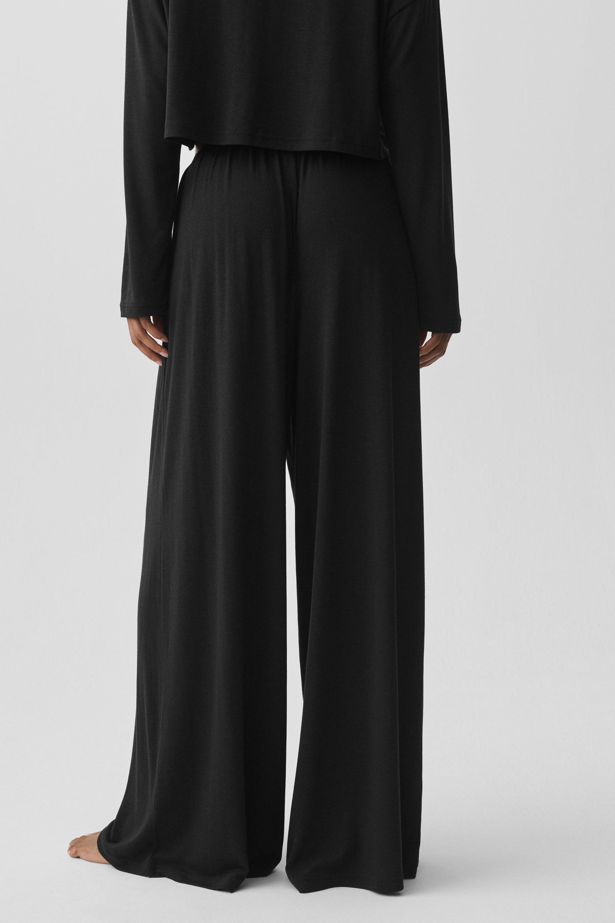 Semi Sheer High-Waist Oasis Wide Leg Pant (Long) - Black