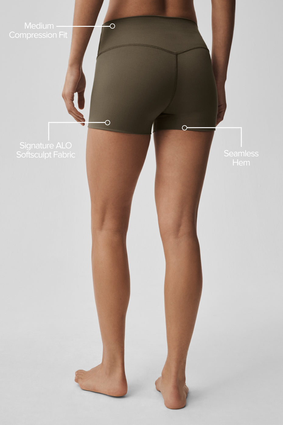 3" ALO Softsculpt High-Waist Precision Short - Olive Tree