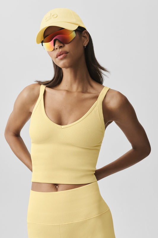 Seamless Ribbed V-Neck Favorite Bra Tank - Warm Butter