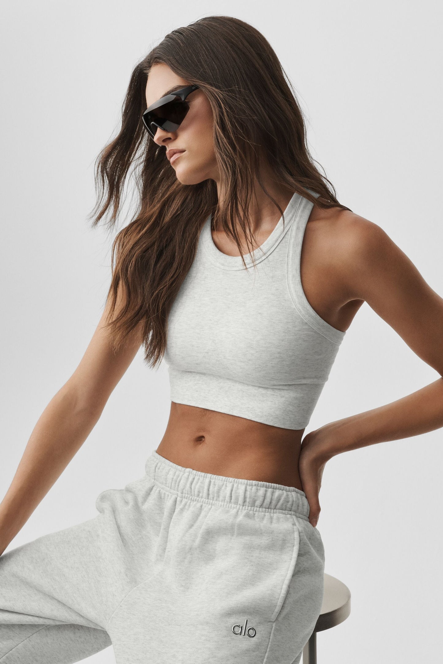Seamless Delight High Neck Bra - White Heather