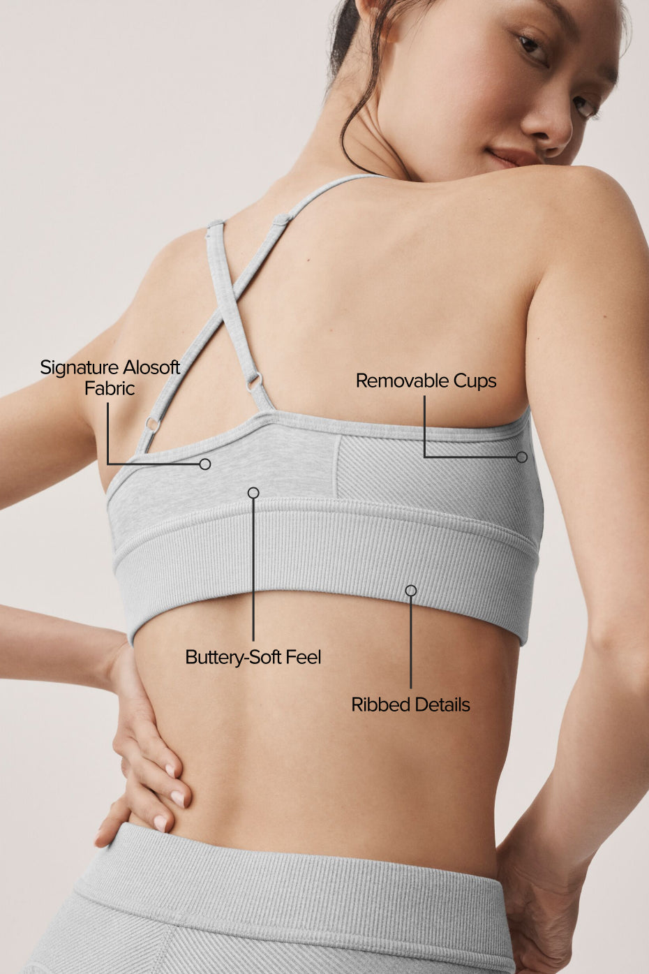 Alosoft Relay Bra - Athletic Heather Grey/White
